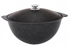 Казан для плова литой 9,0л алюминиевая крышка Темный мрамор ТМ KUKMARA