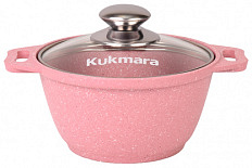 Кастрюля литая 1,0л стеклянная крышка Тренд Роза ТМ KUKMARA